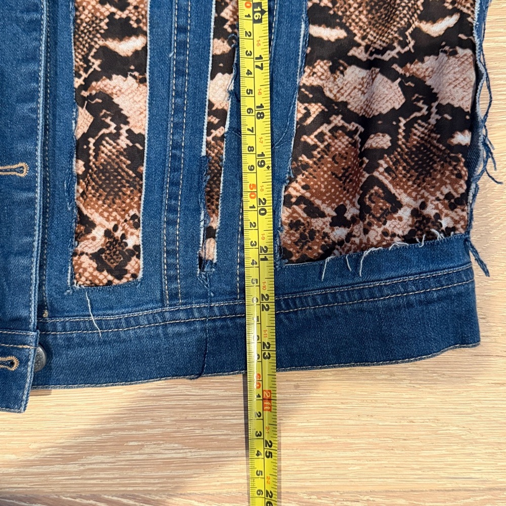 John Mark Point Collar Multi Print Patch Denim Ja… - image 14